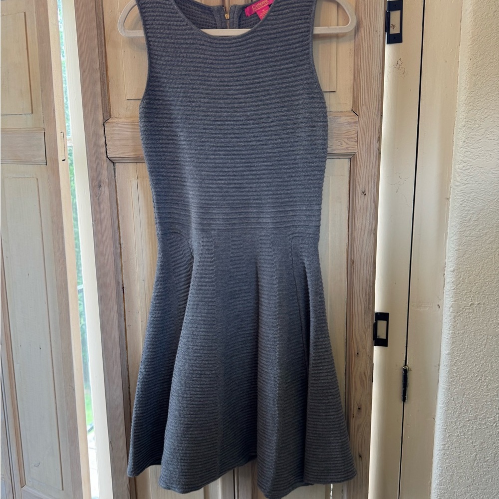 Catherine Malandrino Gray Ribbed Knit Dress
